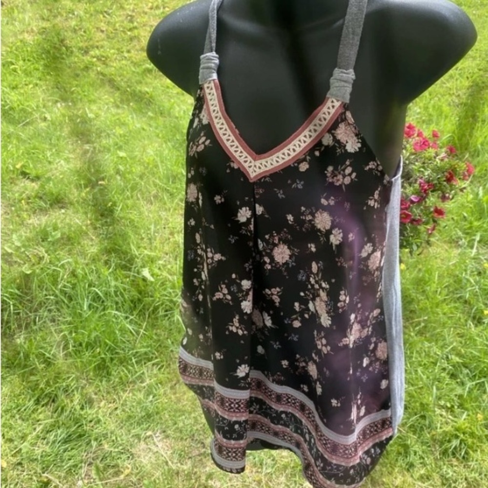 Rewind Black and Purple Asymmetrical Embellished Camisole